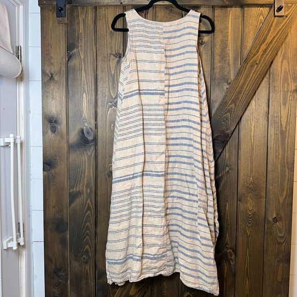 J.Jill Pure Jill Lagenlook Striped Sleeveless 100% Linen Maxi Dress - Picture 2 of 9